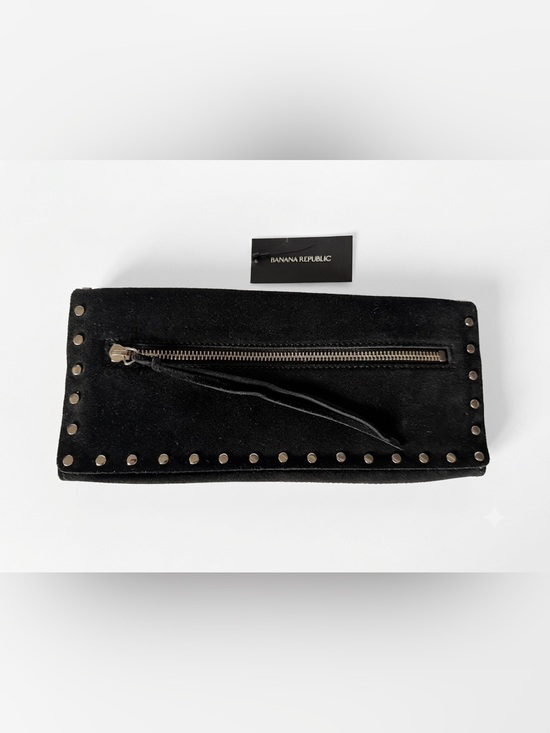 Banana Republic Handbags - Banana Republic Black Suede Studded Clutch